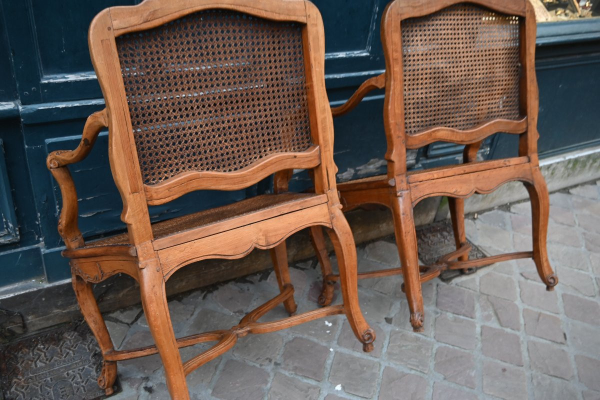 Paire de fauteuils cannés d époque Regence du XVIII-photo-7