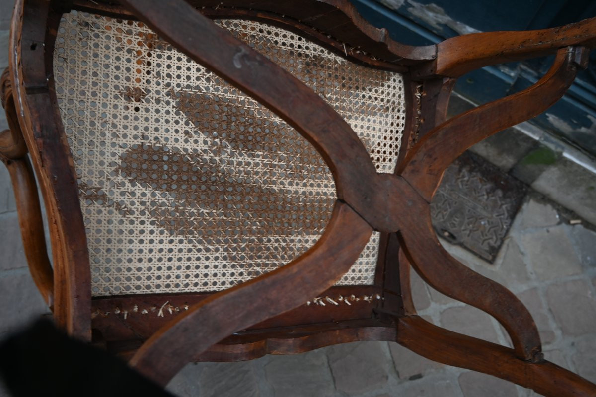 Paire de fauteuils cannés d époque Regence du XVIII-photo-8