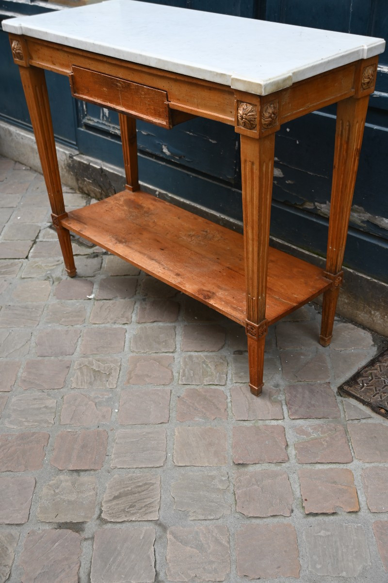 Console en bois naturel d époque Directoire  fin XVIII
