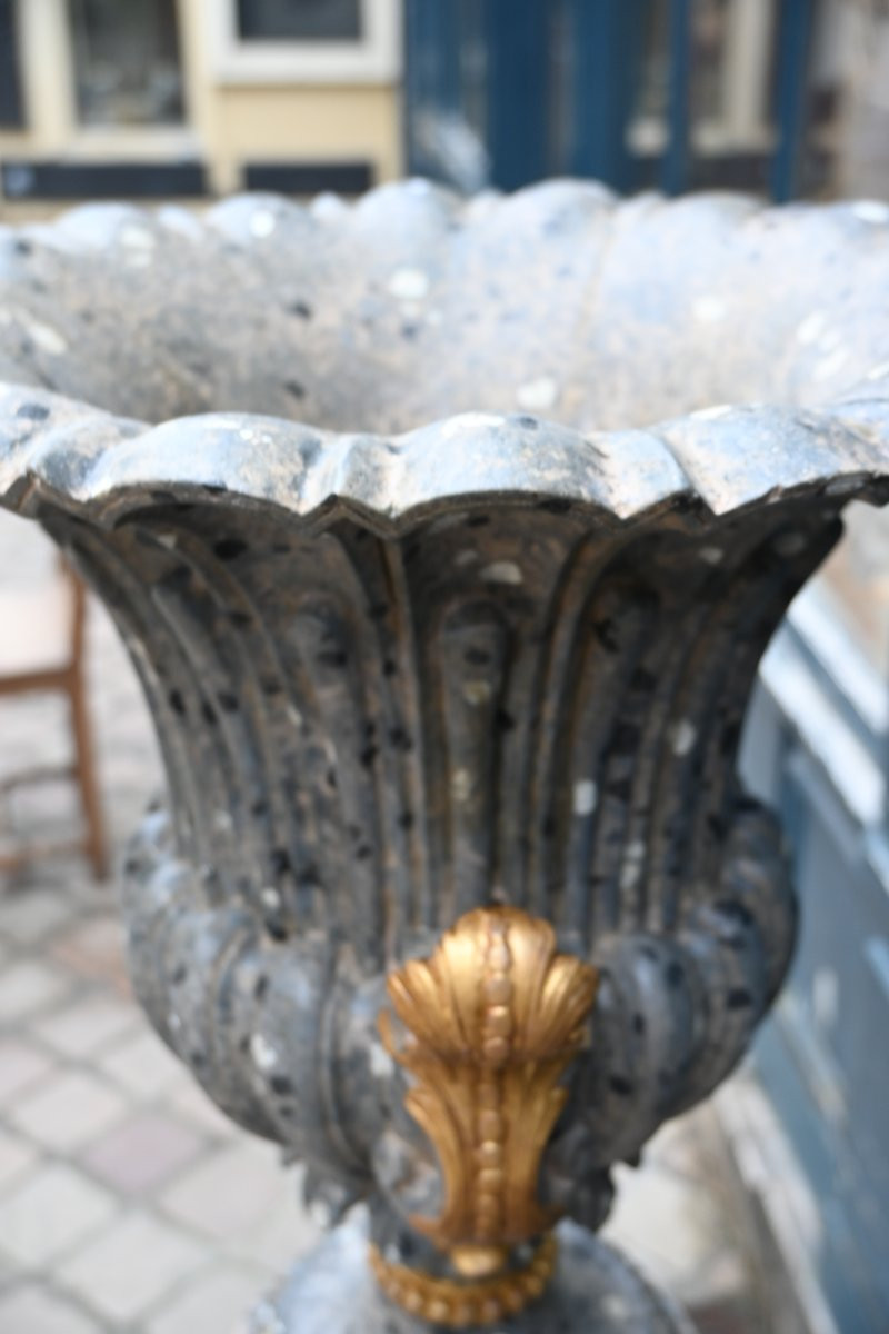Important And Beautiful Medici Vase In Carved Wood In The Style Of Marble, Louis XIV Style-photo-3
