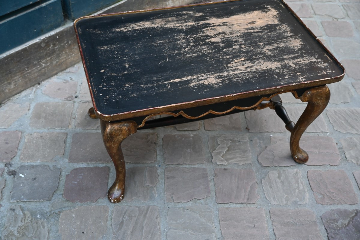 Table ornée d un plateau à fond noir dans le gout de la Chine Angleterre XIX-photo-6