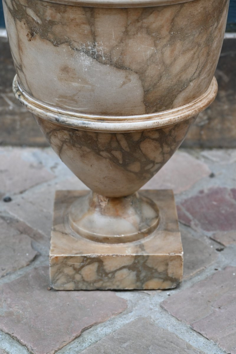 Baluster-shaped Vase In Veined Brown Marble, 18th-century Style, Urn-shaped Work-photo-3