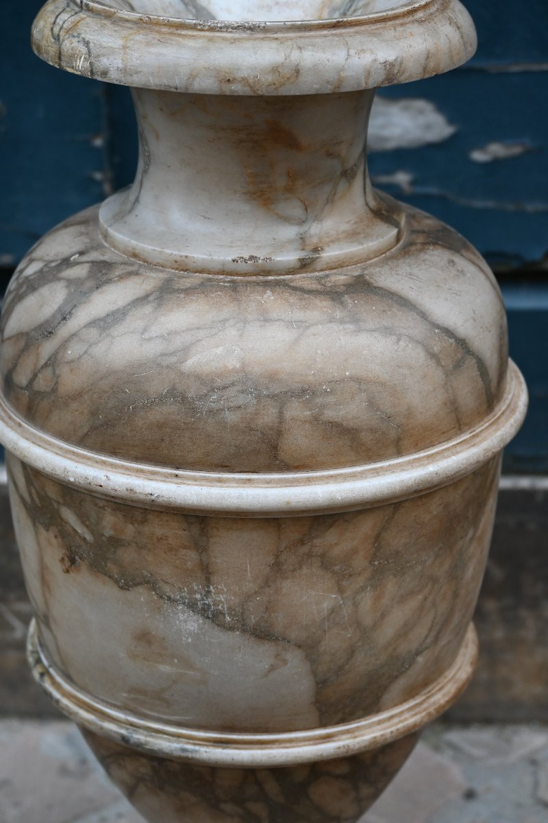 Baluster-shaped Vase In Veined Brown Marble, 18th-century Style, Urn-shaped Work-photo-2