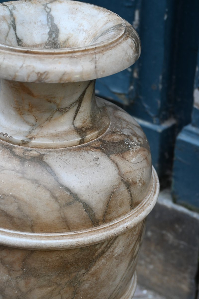 Baluster-shaped Vase In Veined Brown Marble, 18th-century Style, Urn-shaped Work-photo-5