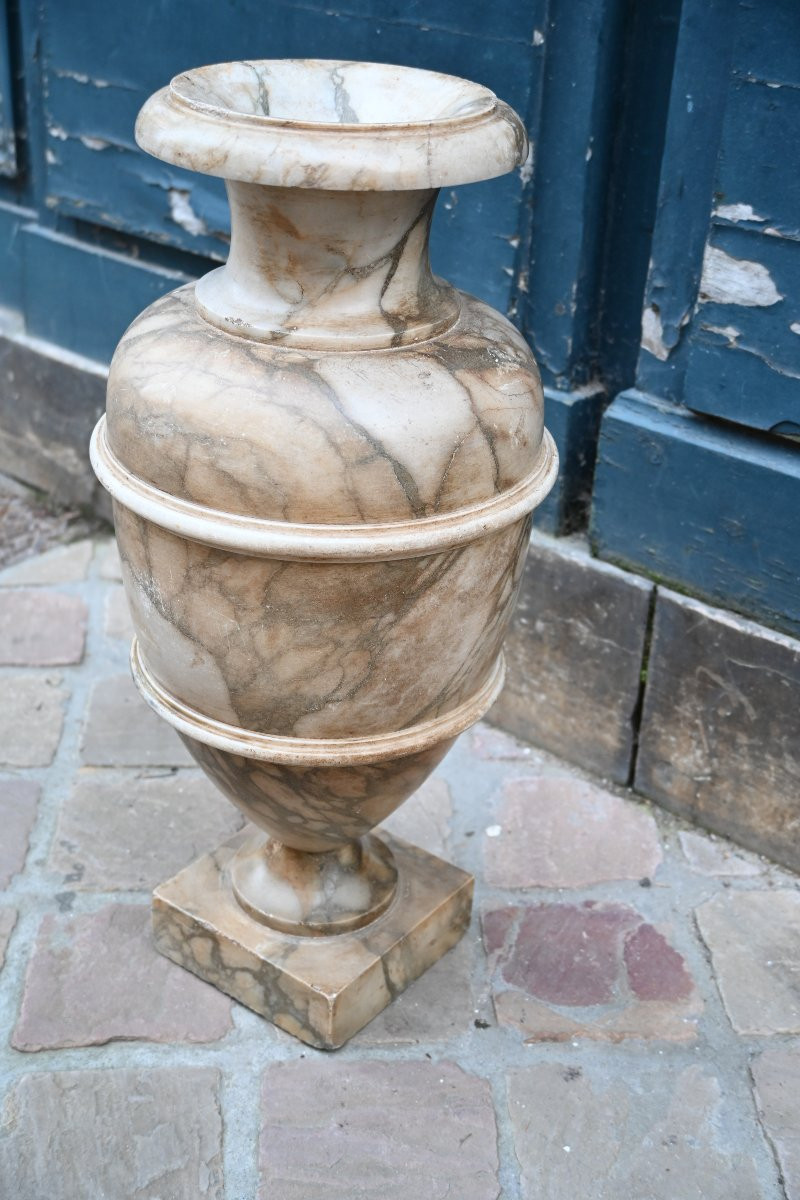 Baluster-shaped Vase In Veined Brown Marble, 18th-century Style, Urn-shaped Work-photo-6