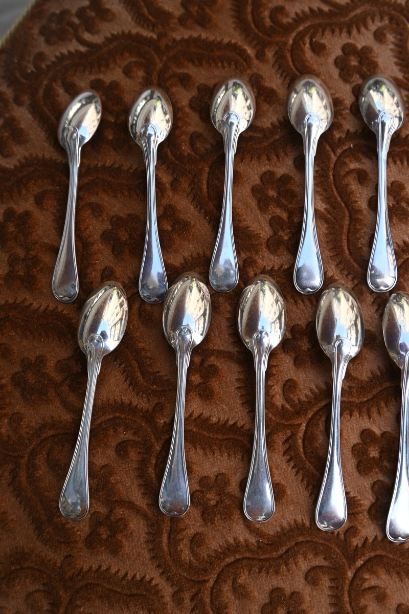 Charming Set Of 12 Silver Mocha Spoons-photo-3