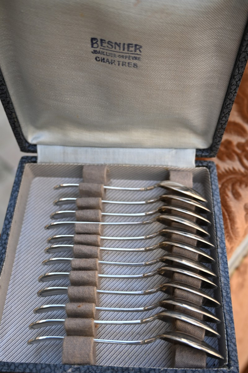 Charming Set Of 12 Silver Mocha Spoons-photo-1