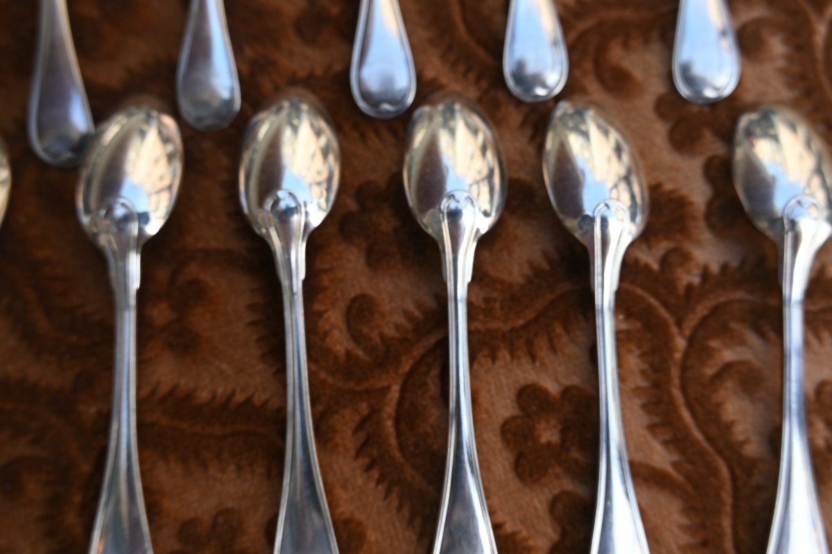 Charming Set Of 12 Silver Mocha Spoons-photo-3