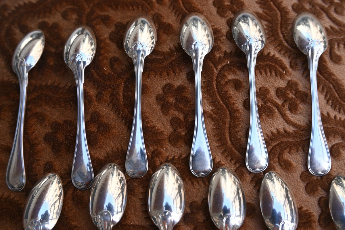 Charming Set Of 12 Silver Mocha Spoons-photo-4