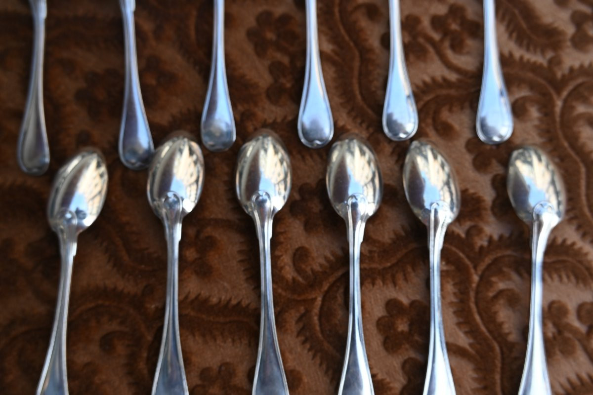 Charming Set Of 12 Silver Mocha Spoons-photo-5
