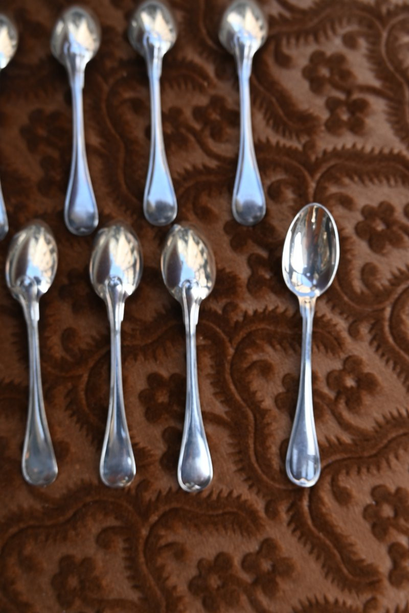 Charming Set Of 12 Silver Mocha Spoons-photo-7