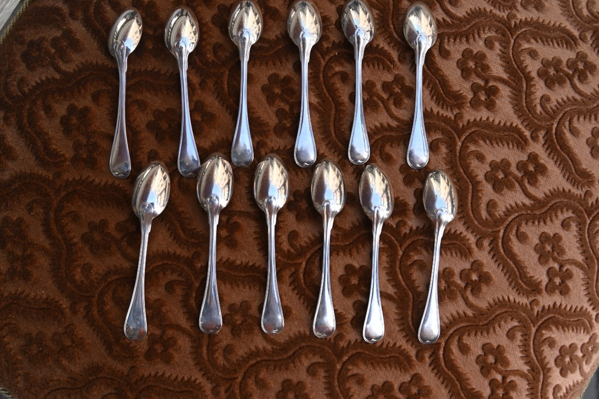 Charming Set Of 12 Silver Mocha Spoons