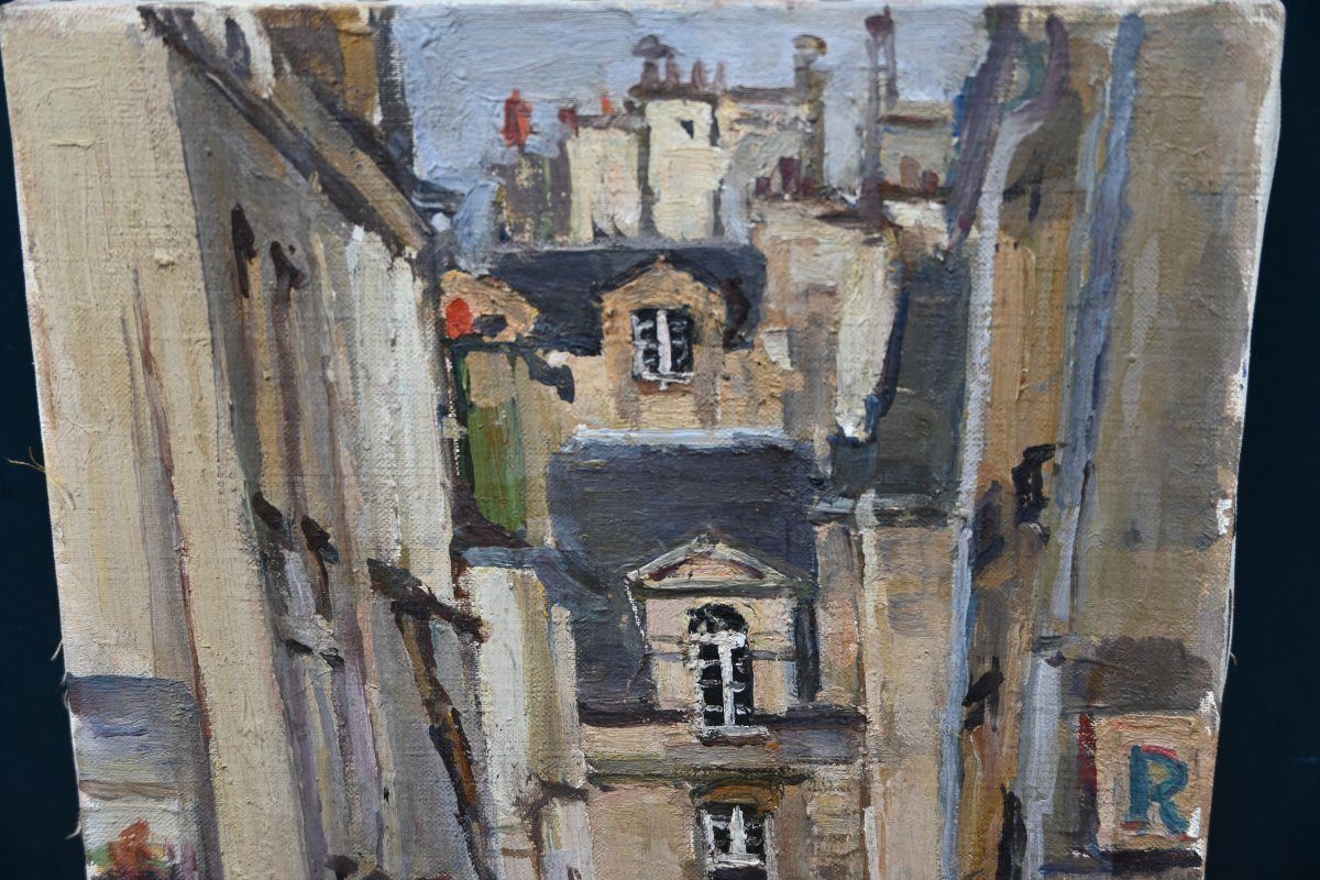 The Marsh In Paris, Oil Painting Signed By Solange De Bièvre, 20th Century-photo-2