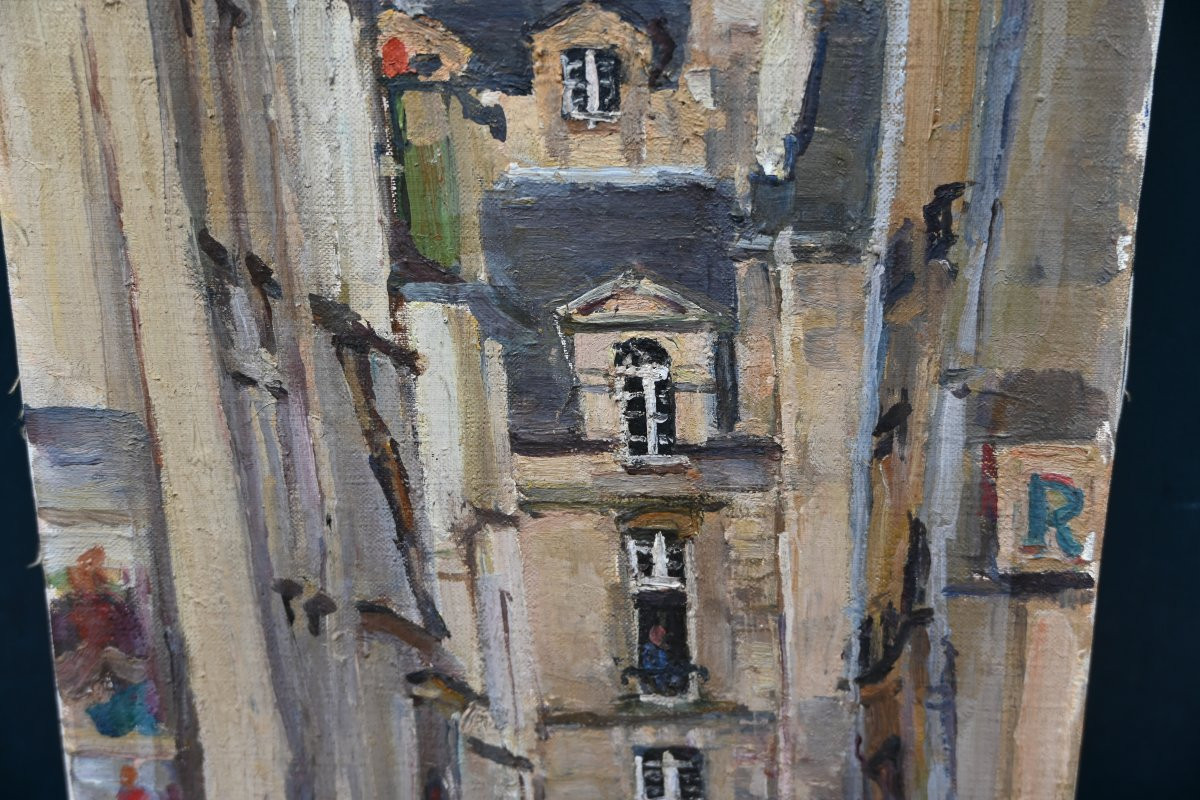 The Marsh In Paris, Oil Painting Signed By Solange De Bièvre, 20th Century-photo-3