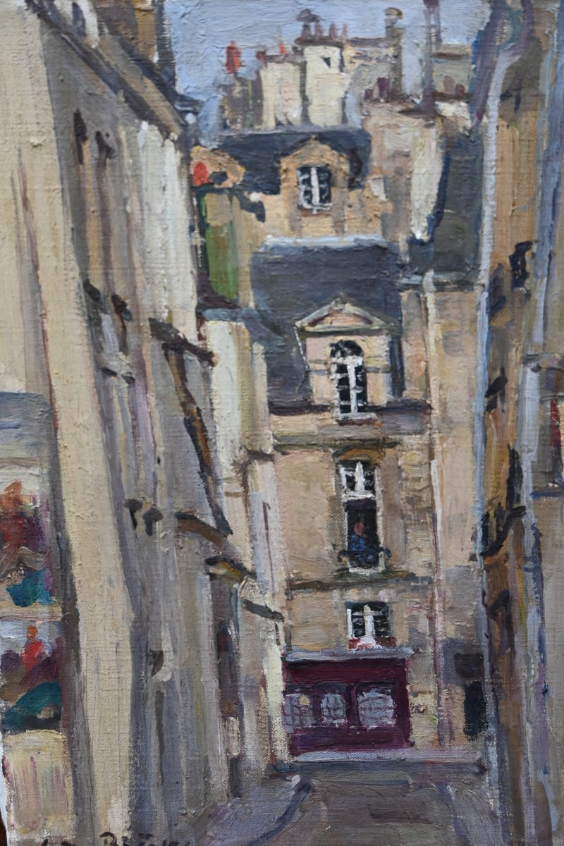 The Marsh In Paris, Oil Painting Signed By Solange De Bièvre, 20th Century-photo-2