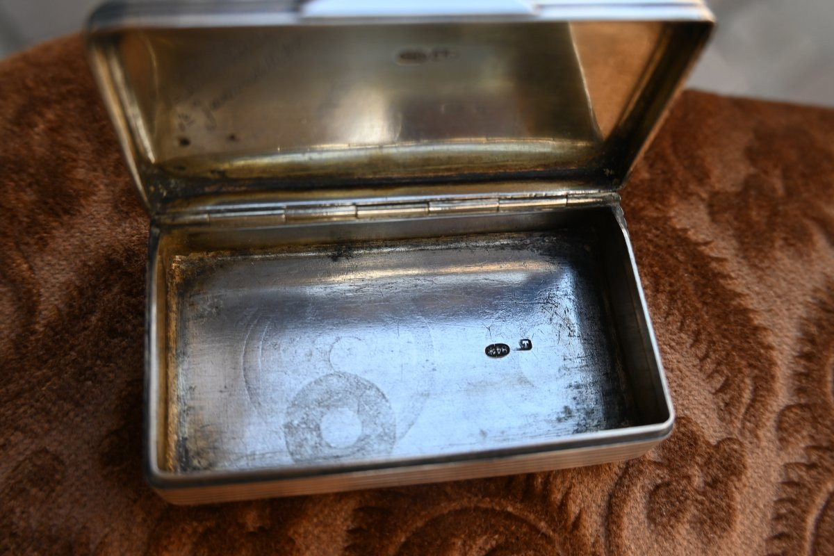 Tabatière en argent Russie XIX avec scène de troîka -photo-2