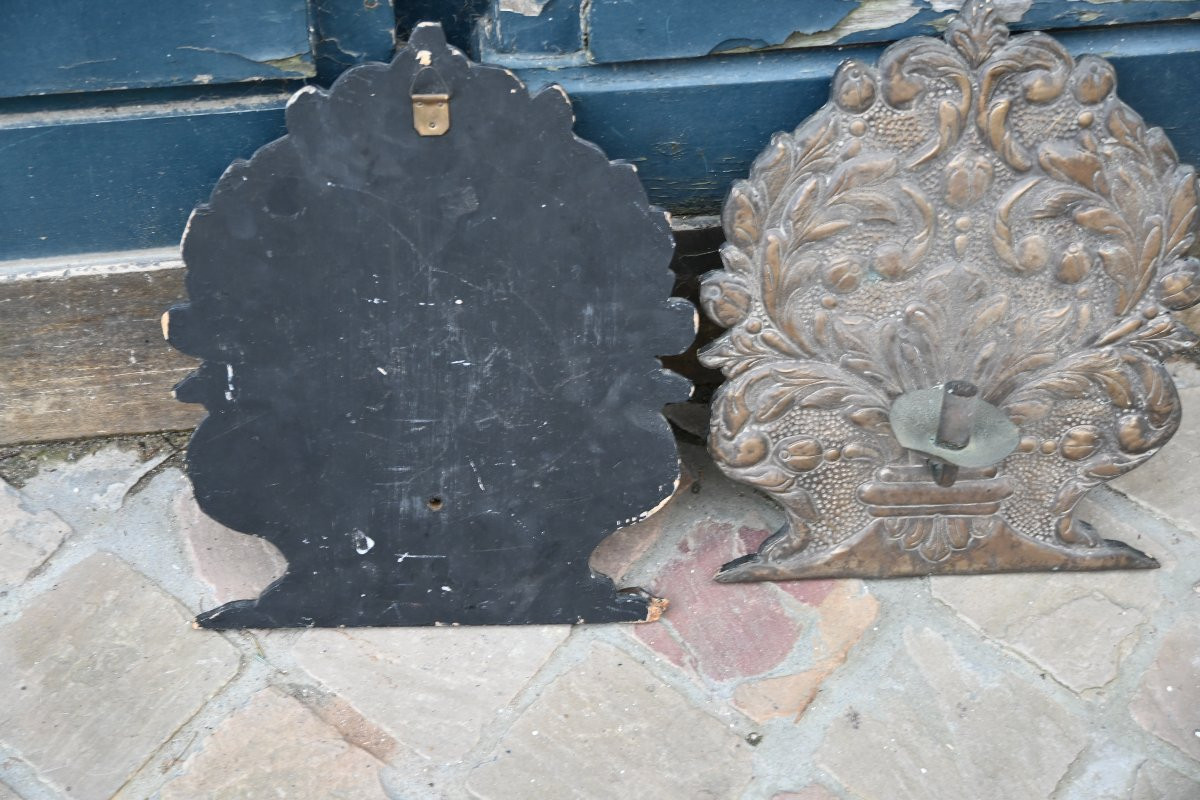 Pair Of Repoussé Metal Wall Sconces In The 17th-century Style-photo-5