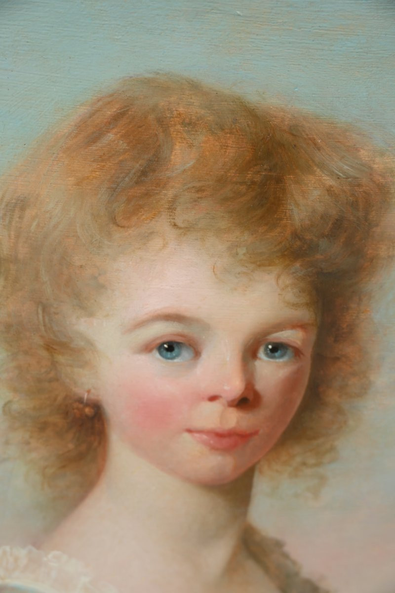 English School, 18th Century, Attributed To Georges Romney, Portrait Of A Young Girl -photo-2