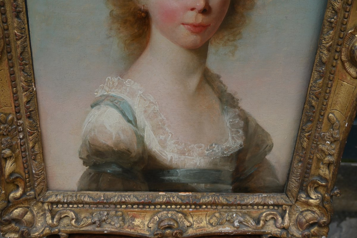 English School, 18th Century, Attributed To Georges Romney, Portrait Of A Young Girl -photo-4