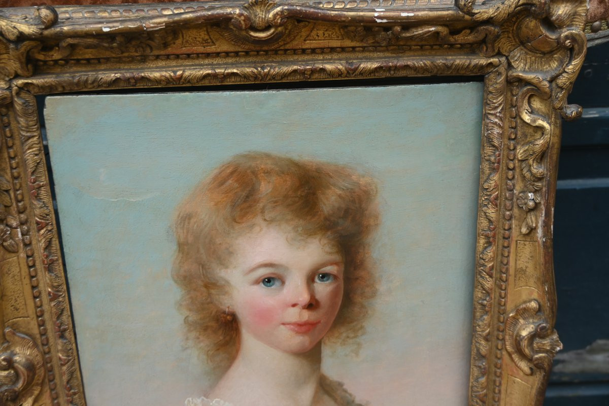 English School, 18th Century, Attributed To Georges Romney, Portrait Of A Young Girl -photo-2