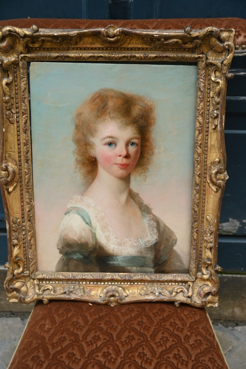 English School, 18th Century, Attributed To Georges Romney, Portrait Of A Young Girl 