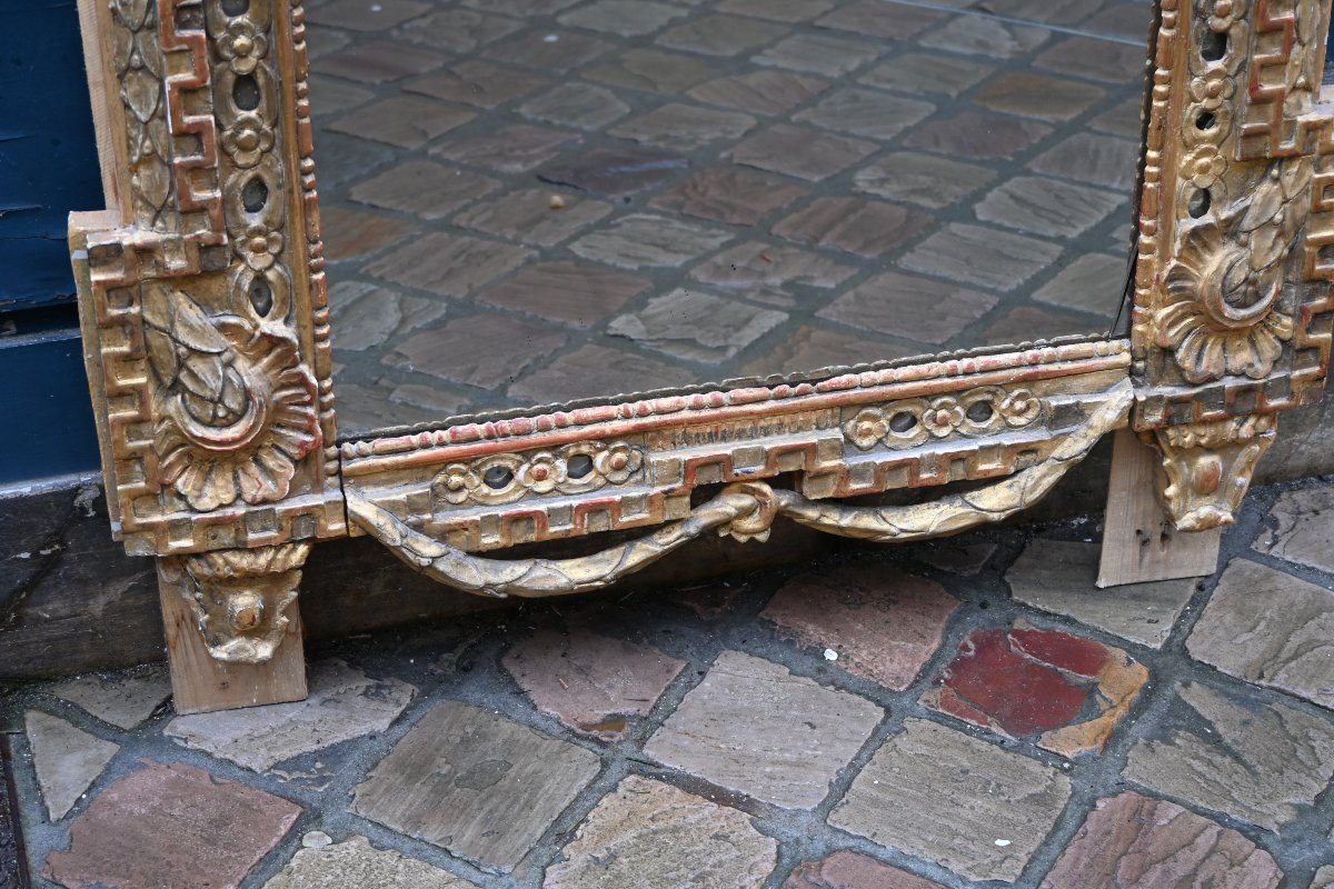 Important Provençal Mirror With Side Panels, 18th Century, Louis XVI Period-photo-2