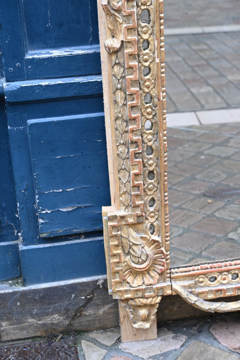 Important Provençal Mirror With Side Panels, 18th Century, Louis XVI Period-photo-3
