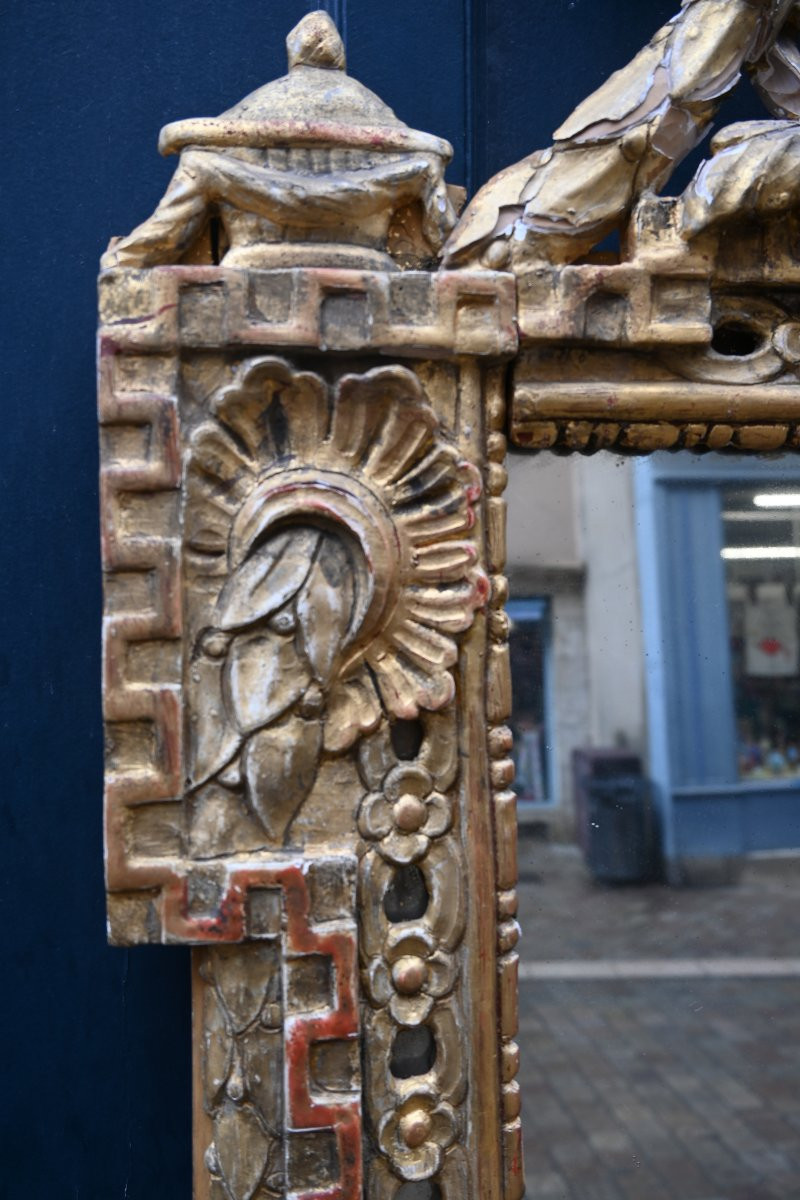 Important Provençal Mirror With Side Panels, 18th Century, Louis XVI Period-photo-2