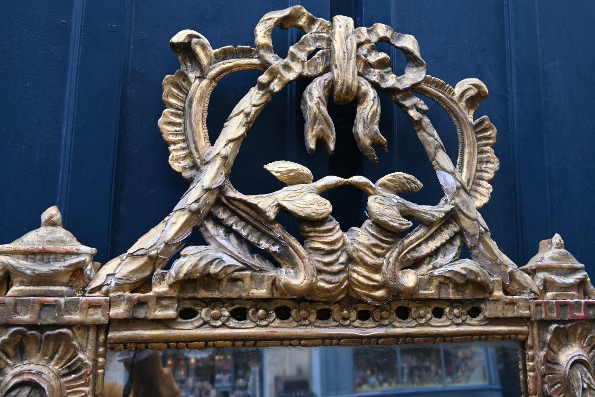 Important Provençal Mirror With Side Panels, 18th Century, Louis XVI Period-photo-3