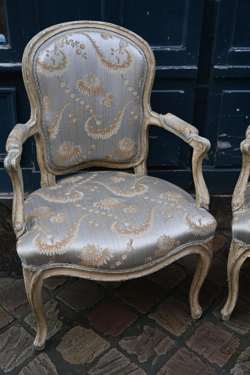 Versailles livrés pour , paire de fauteuils estampillés de Boulard  XVIII-photo-3