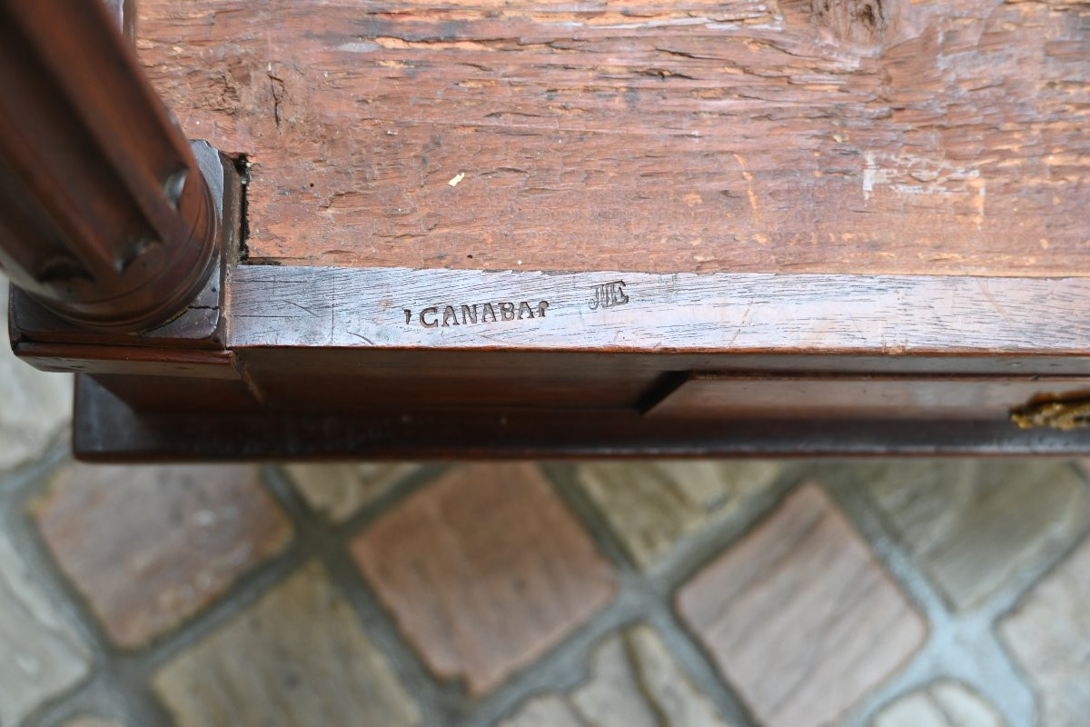 Canabas , petit bureau en acajou d époque Louis XVI  du XVIII-photo-1
