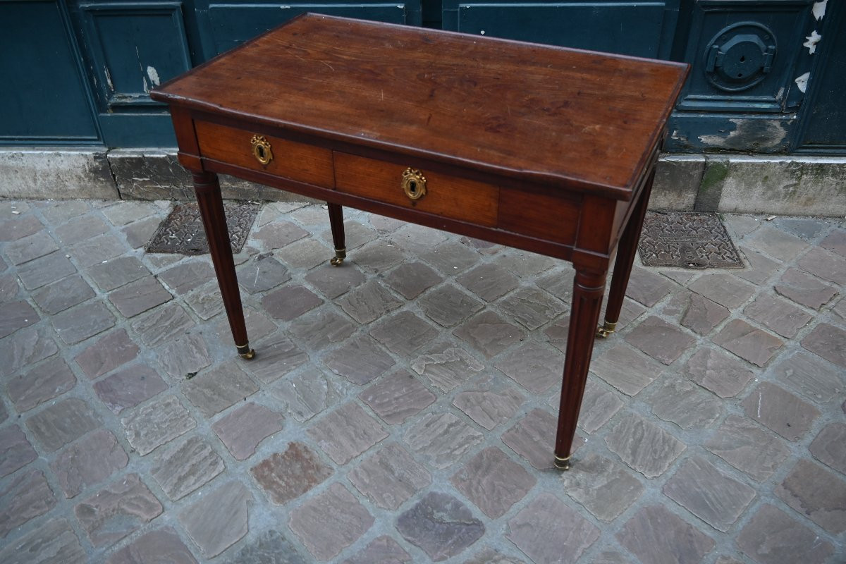 Canabas , petit bureau en acajou d époque Louis XVI  du XVIII-photo-3