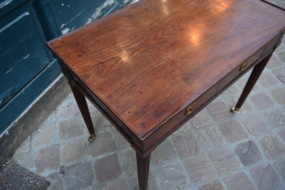 Canabas , petit bureau en acajou d époque Louis XVI  du XVIII-photo-6