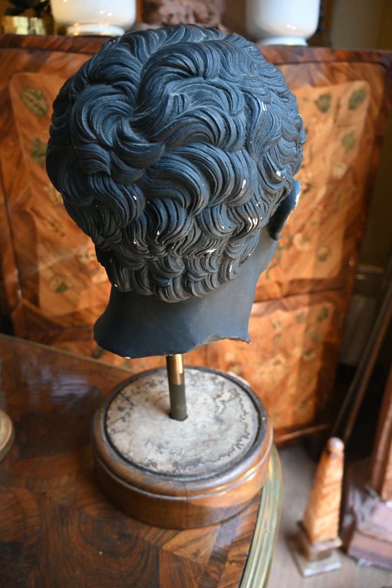 Bust Of Emperor Augustus, In Black Patinated Plaster.  -photo-5