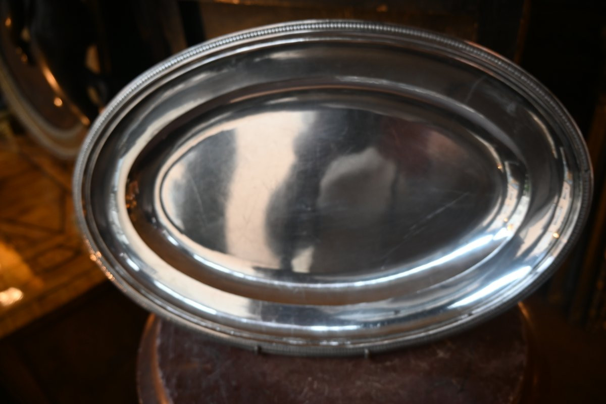 Plat en argent de forme ovale  Empire  XIX-photo-1