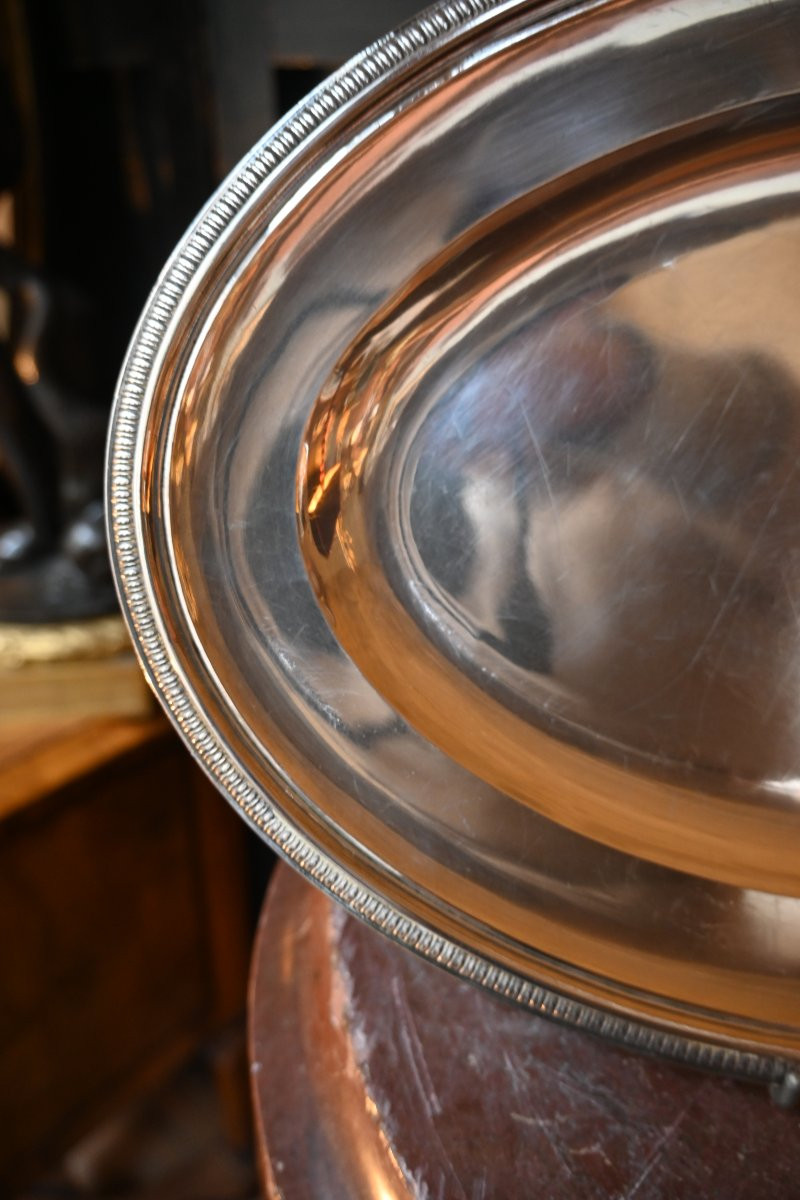 Plat en argent de forme ovale  Empire  XIX-photo-2