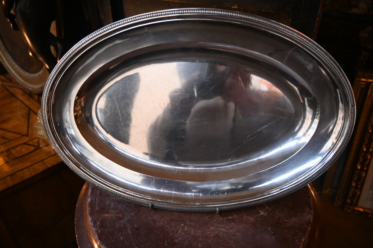 Plat en argent de forme ovale  Empire  XIX