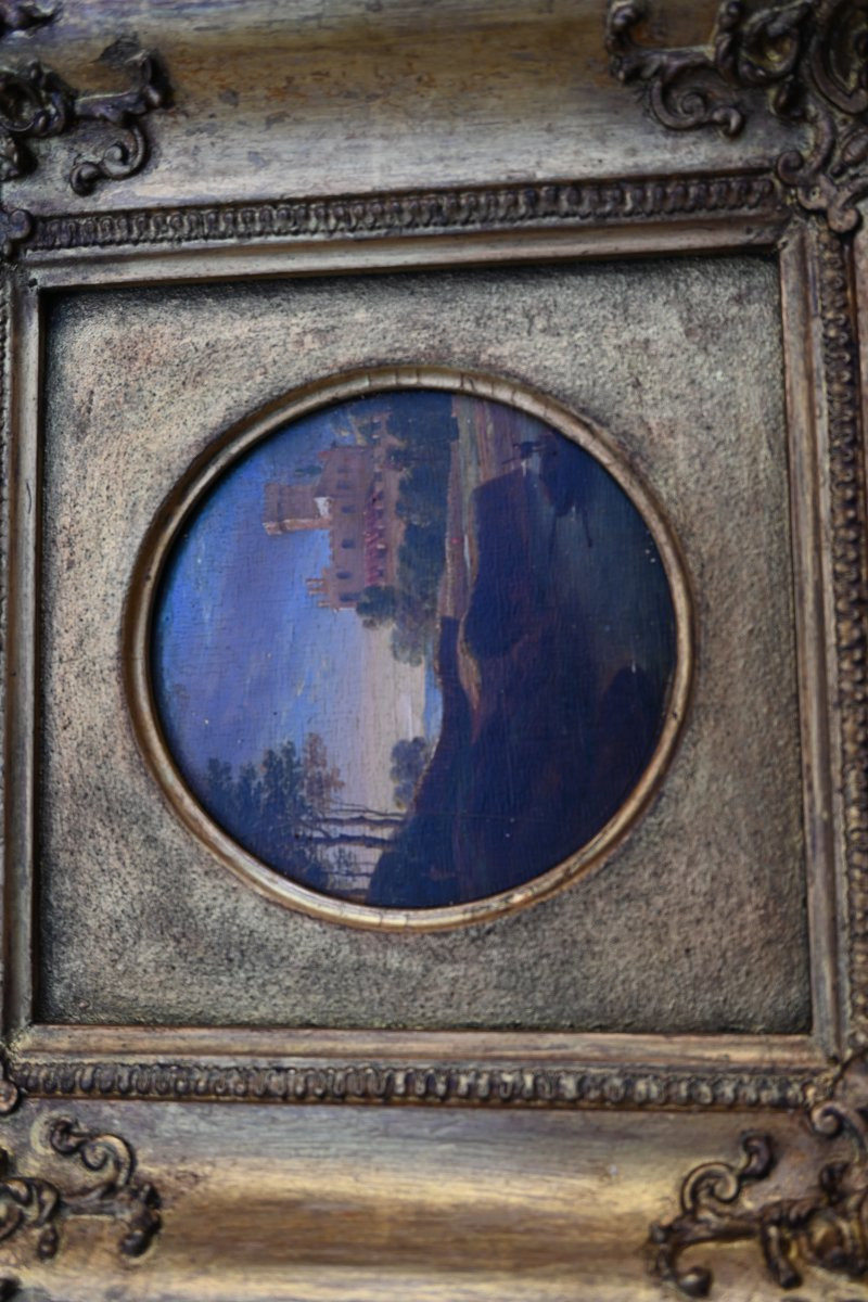 Pair Of Small 19th-century Tondo Landscapes-photo-2