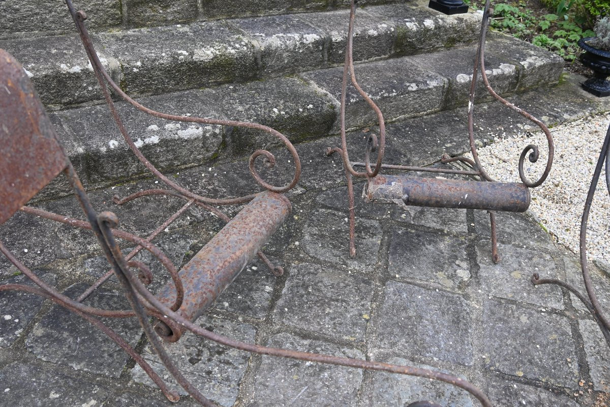 Elégante suite de 4 fauteuils en fer forgé XIX-photo-2