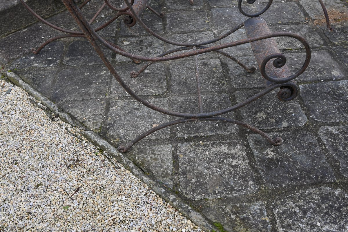 Elégante suite de 4 fauteuils en fer forgé XIX-photo-4