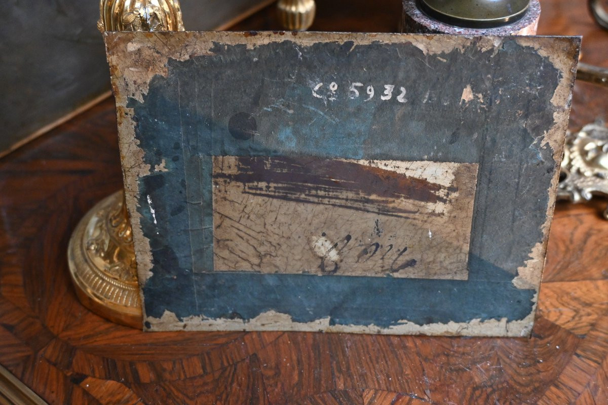 Lacroix de Marseille , suiveur de huile sur cuivre fin XVIII , tempête-photo-6