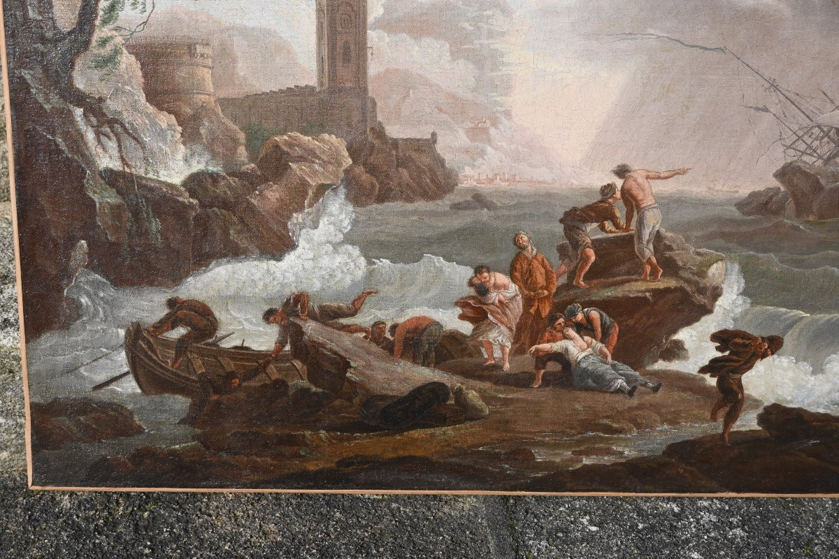 Claude Joseph Vernet, Follower Of, Storm And Shipwreck, 18th Century School-photo-3