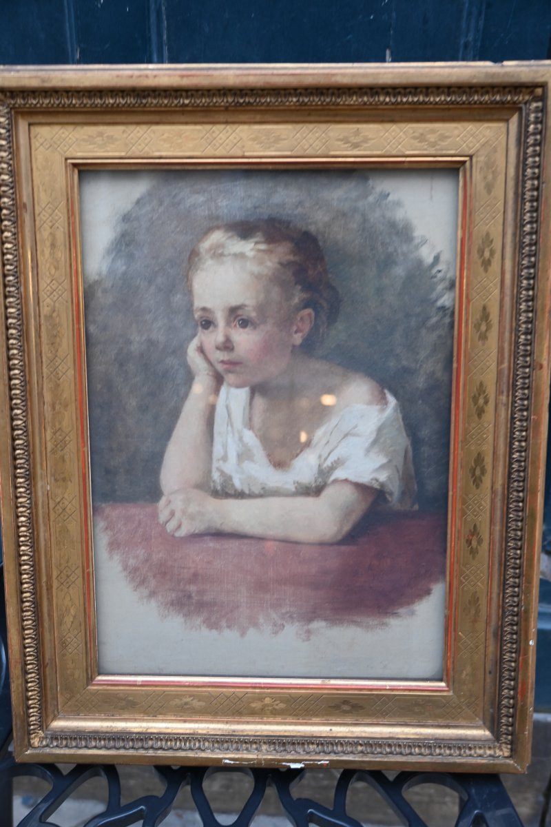 Pastel , jeune fille pensive , d époque Restauration XIX-photo-1