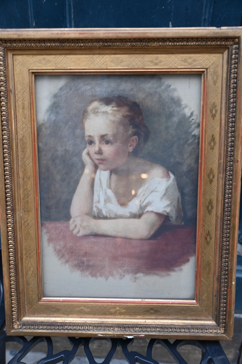 Pastel , jeune fille pensive , d époque Restauration XIX