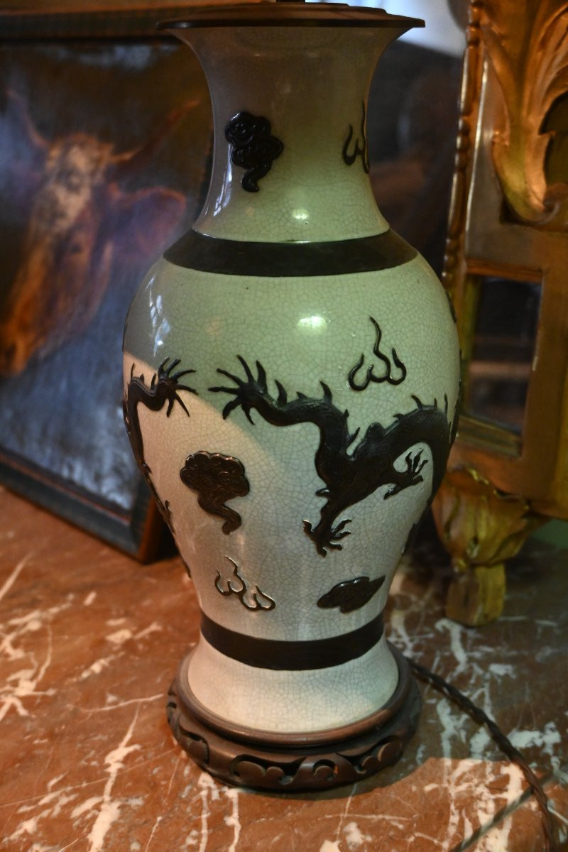 Pair Of Dragon Lamps From Nanking, 19th Century-photo-2