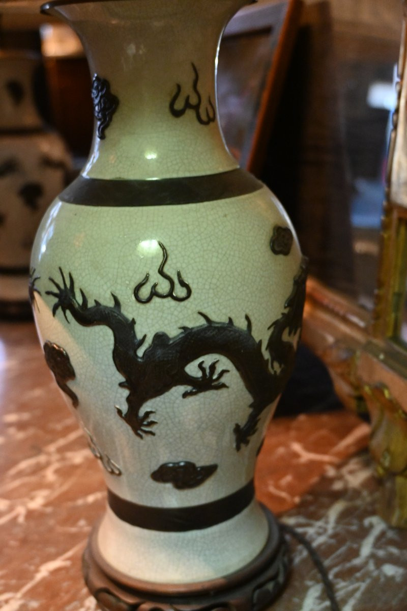 Pair Of Dragon Lamps From Nanking, 19th Century-photo-3