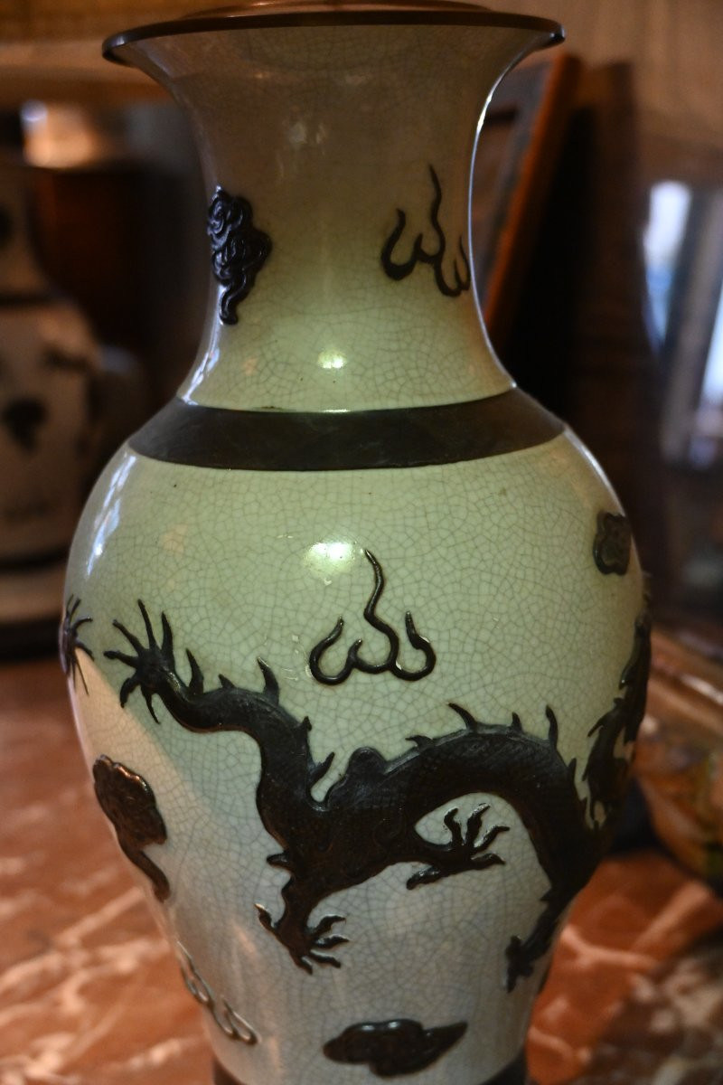 Pair Of Dragon Lamps From Nanking, 19th Century-photo-3