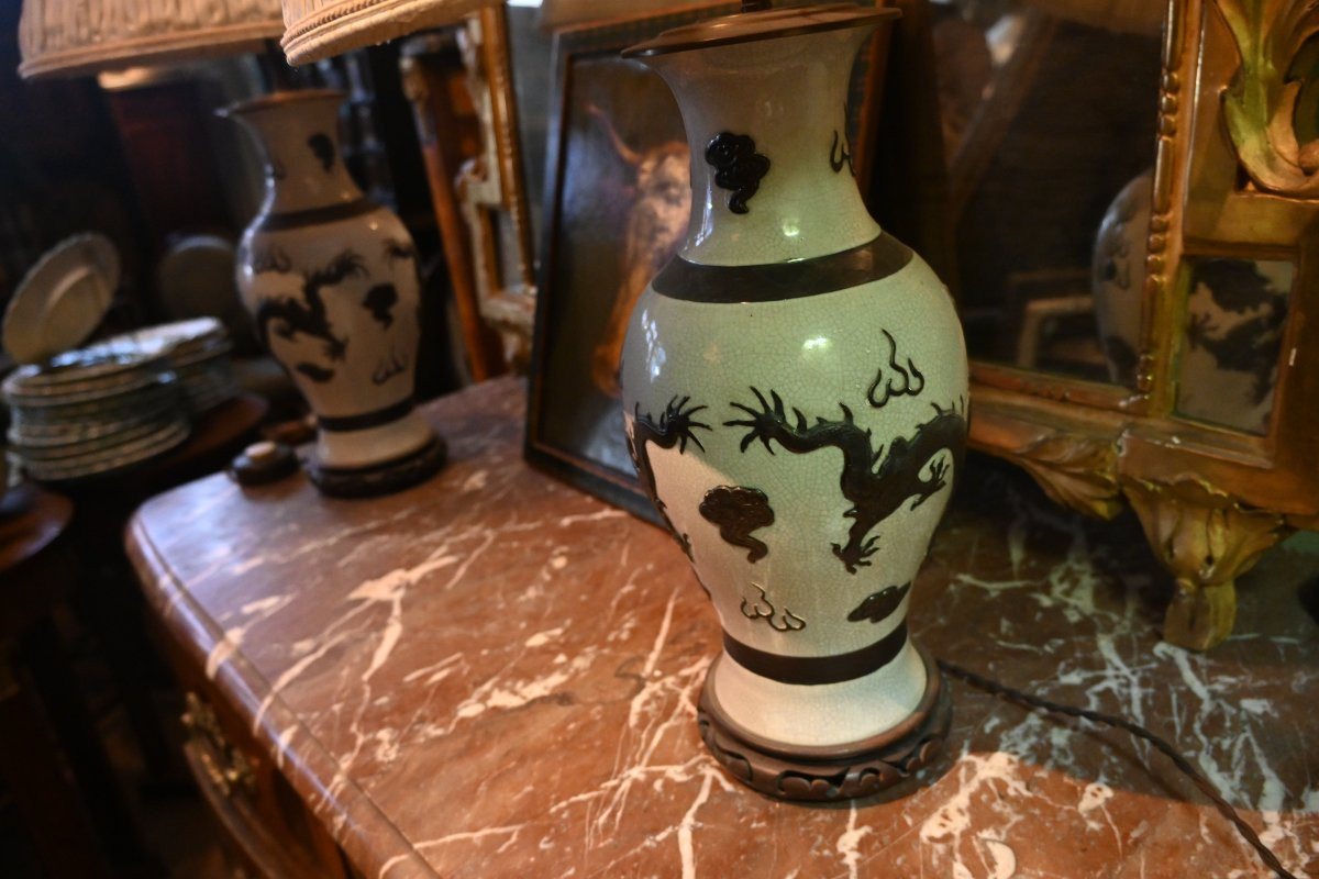 Pair Of Dragon Lamps From Nanking, 19th Century-photo-8