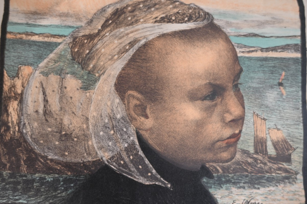 Portait de jeune bretonne par Auguste Wery , gravure-photo-7