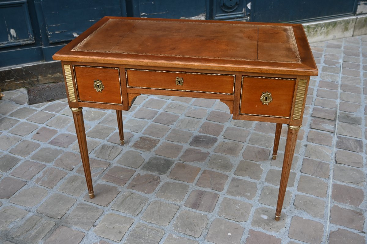 Louis XVI Style Mahogany Flat Desk-photo-4